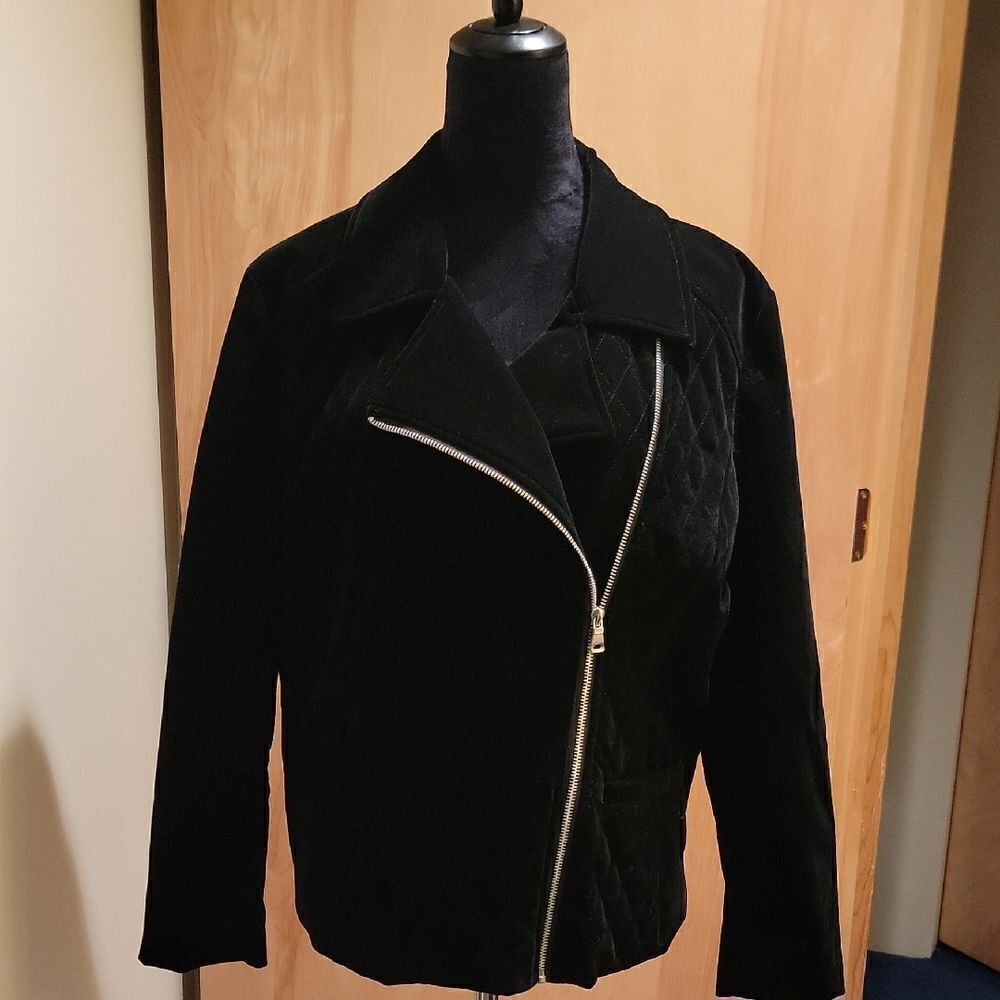 Roz & Ali Black Quilted Women's Jacket sz XL